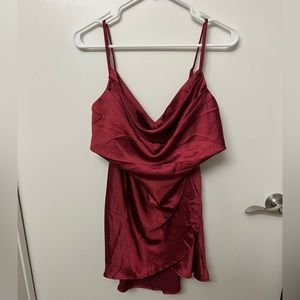 Burgundy, cut-out mini dress